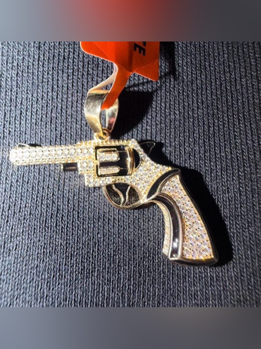 4 Ctw Moissanite Revolver Pendant | Gold Over Sterling Silver